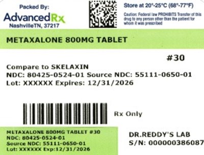 Metaxalone 800mg #30 (Metaxalone 800mg 80425 0524 01)